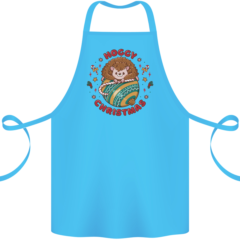 Funny Hoggy Christmas Hedgehog Cotton Apron 100% Organic Turquoise