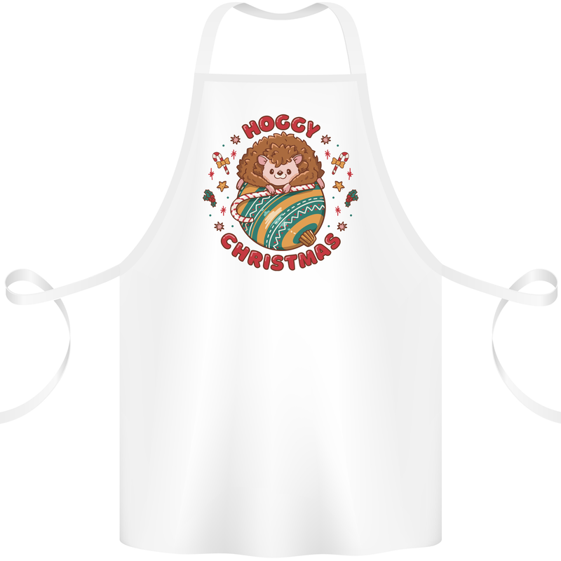 Funny Hoggy Christmas Hedgehog Cotton Apron 100% Organic White