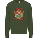 Funny Hoggy Christmas Hedgehog Kids Sweatshirt Jumper Forest Green