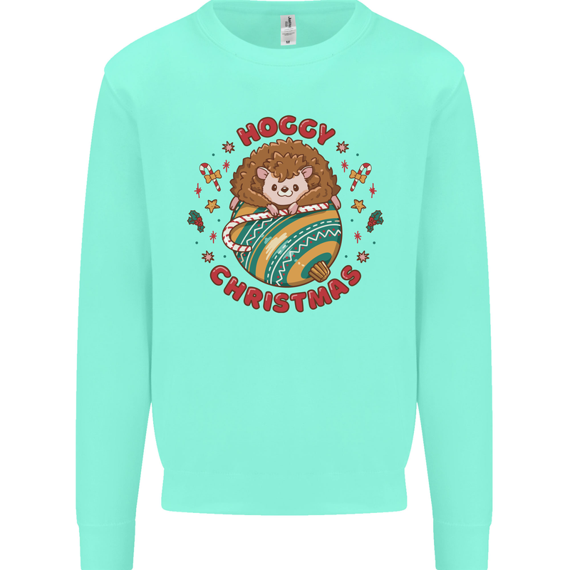 Funny Hoggy Christmas Hedgehog Kids Sweatshirt Jumper Peppermint