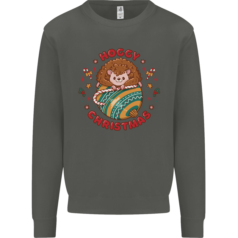 Funny Hoggy Christmas Hedgehog Kids Sweatshirt Jumper Storm Grey