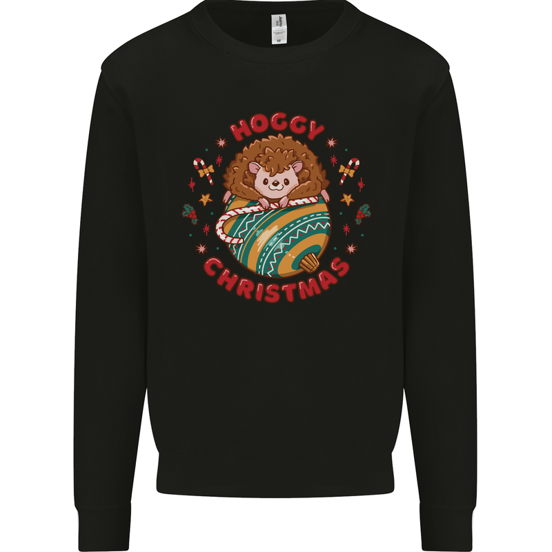 Funny Hoggy Christmas Hedgehog Mens Sweatshirt Jumper Black