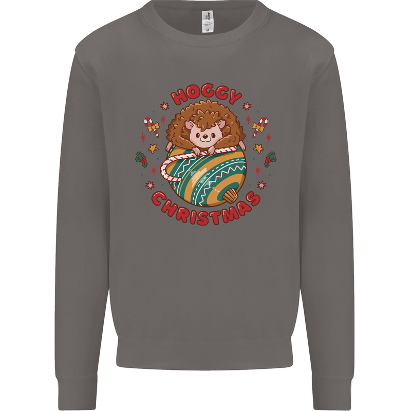 Funny Hoggy Christmas Hedgehog Mens Sweatshirt Jumper Charcoal
