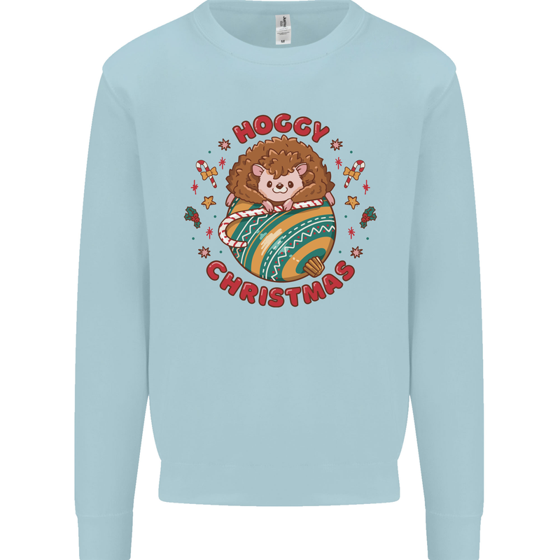 Funny Hoggy Christmas Hedgehog Mens Sweatshirt Jumper Light Blue