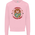 Funny Hoggy Christmas Hedgehog Mens Sweatshirt Jumper Light Pink