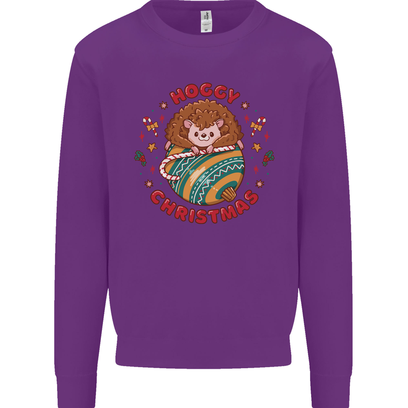 Funny Hoggy Christmas Hedgehog Mens Sweatshirt Jumper Purple