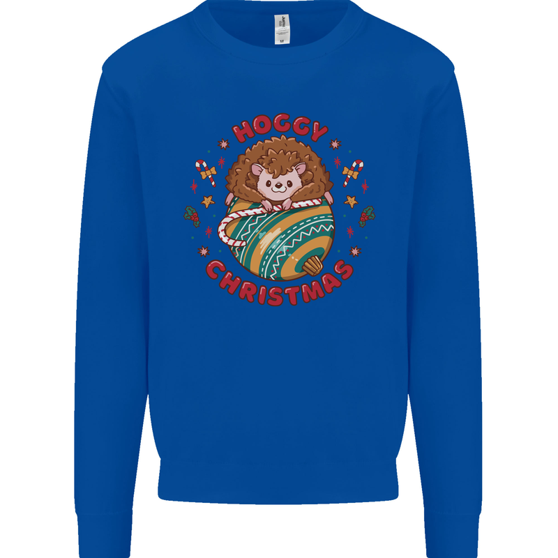 Funny Hoggy Christmas Hedgehog Mens Sweatshirt Jumper Royal Blue