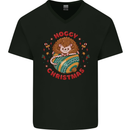 Funny Hoggy Christmas Hedgehog Mens V-Neck Cotton T-Shirt Black