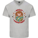 Funny Hoggy Christmas Hedgehog Mens V-Neck Cotton T-Shirt Sports Grey