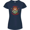 Funny Hoggy Christmas Hedgehog Womens Petite Cut T-Shirt Navy Blue