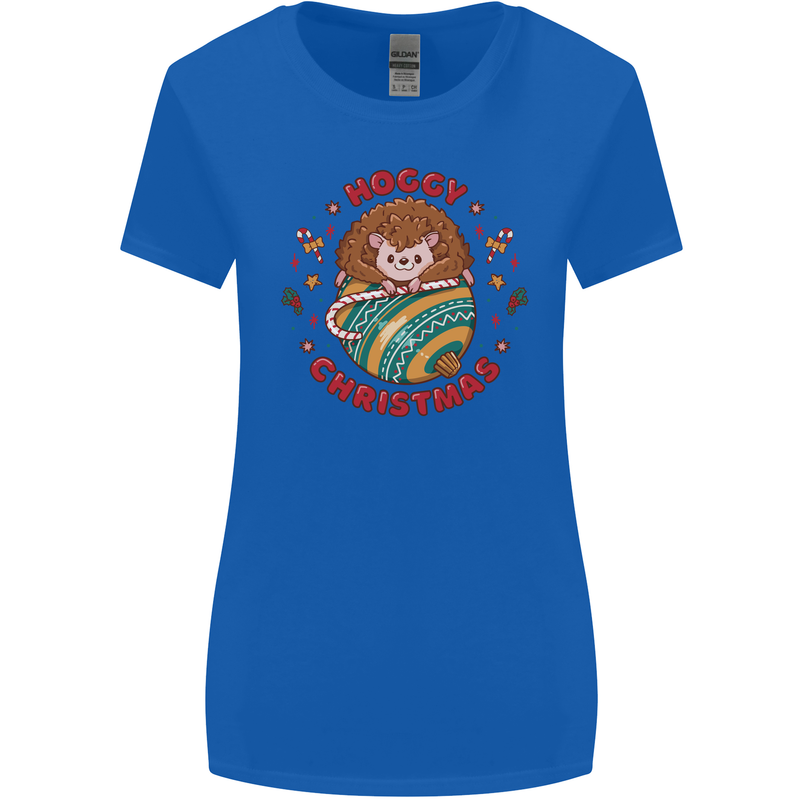 Funny Hoggy Christmas Hedgehog Womens Wider Cut T-Shirt Royal Blue