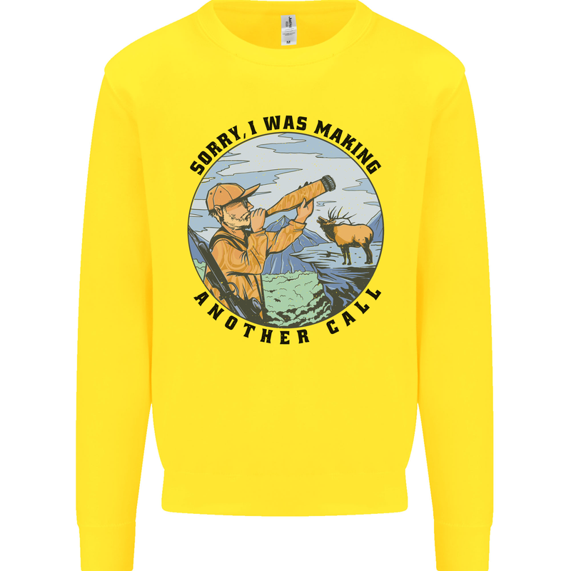 Funny Hunting Making Another Call Hunter Kids Sweatshirt Jumper Yellow