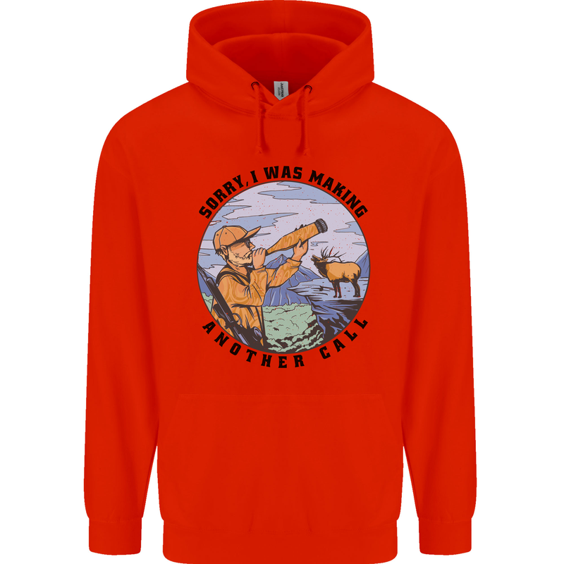 Funny Hunting Making Another Call Hunter Mens 80% Cotton Hoodie Bright Red