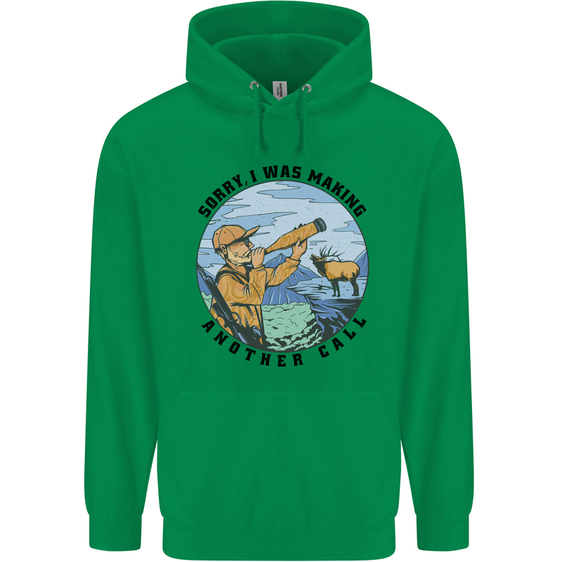 Funny Hunting Making Another Call Hunter Mens 80% Cotton Hoodie Irish Green