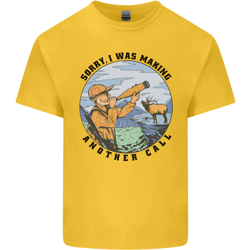 Funny Hunting Making Another Call Hunter Mens Cotton T-Shirt Tee Top Yellow