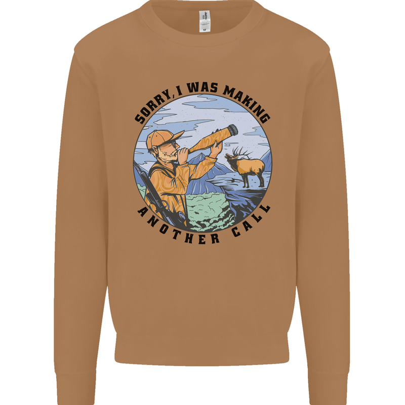 Funny Hunting Making Another Call Hunter Mens Sweatshirt Jumper Caramel Latte