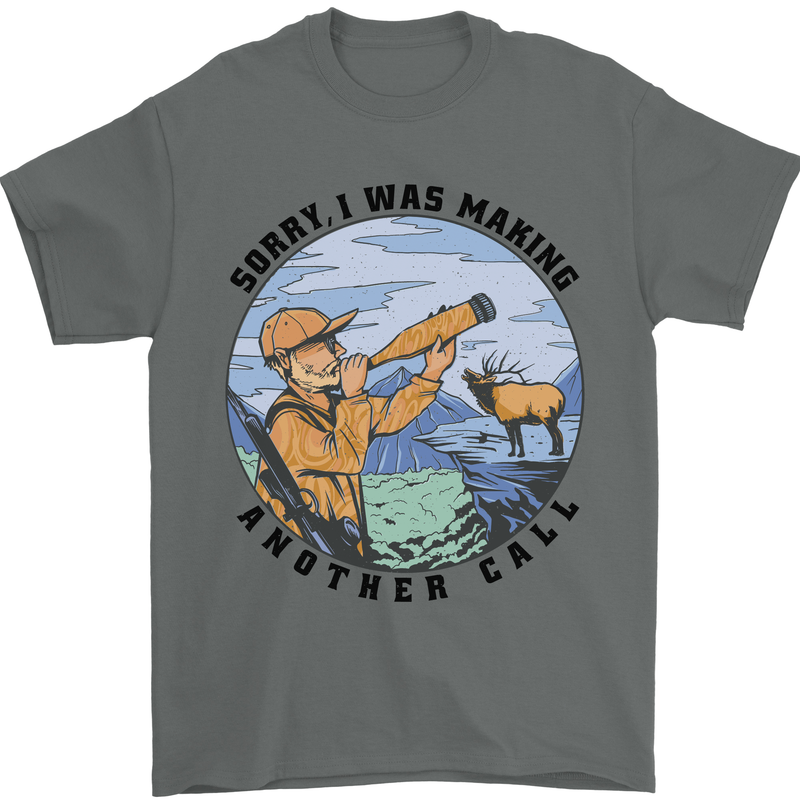 Funny Hunting Making Another Call Hunter Mens T-Shirt 100% Cotton Charcoal