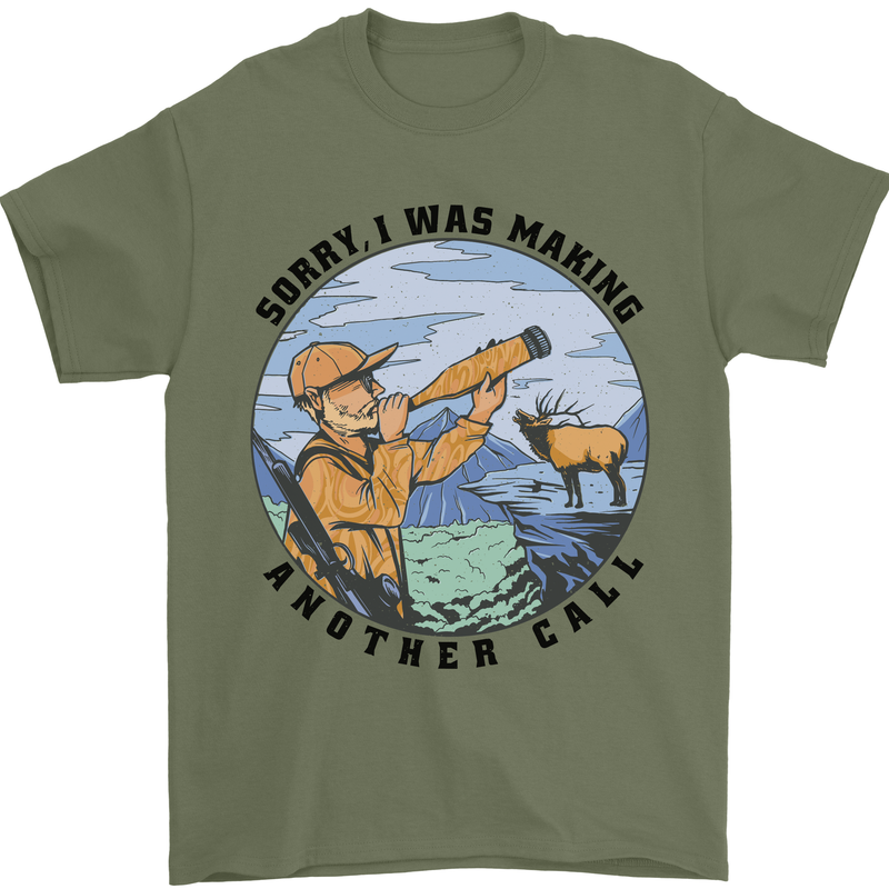 Funny Hunting Making Another Call Hunter Mens T-Shirt 100% Cotton Military Green