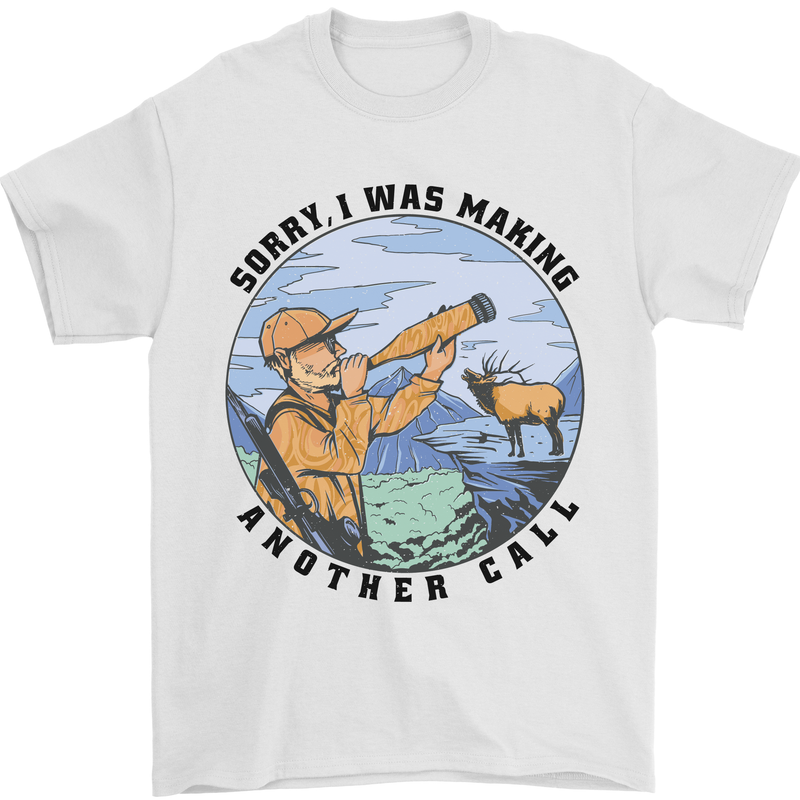 Funny Hunting Making Another Call Hunter Mens T-Shirt 100% Cotton White