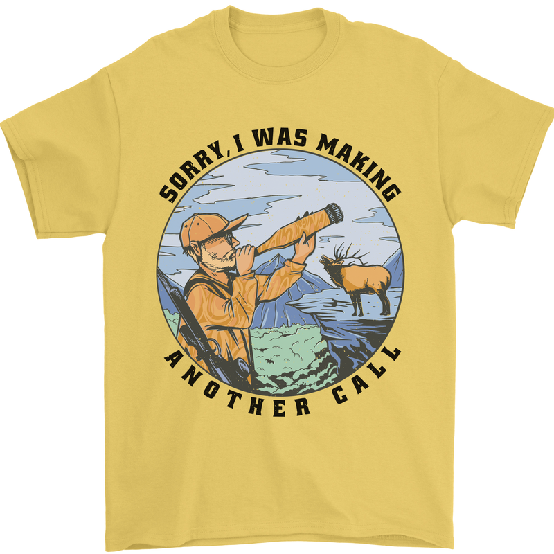 Funny Hunting Making Another Call Hunter Mens T-Shirt 100% Cotton Yellow