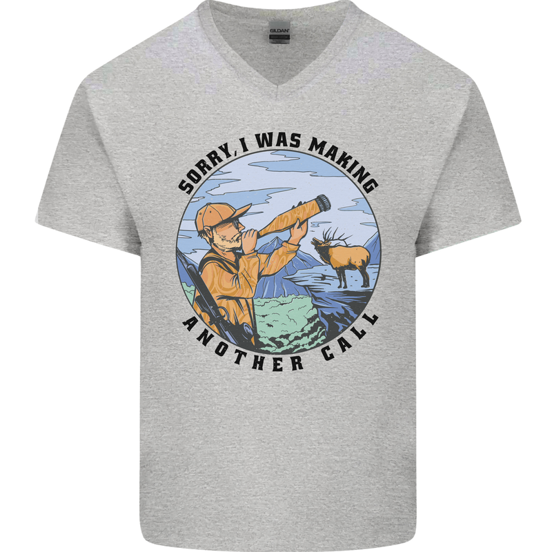 Funny Hunting Making Another Call Hunter Mens V-Neck Cotton T-Shirt Sports Grey