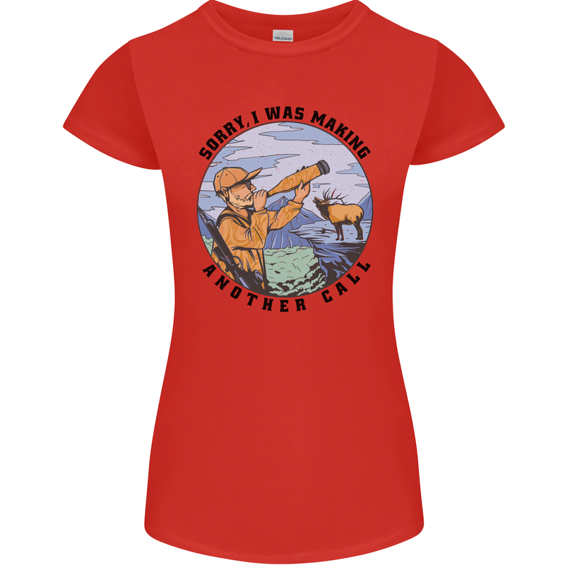 Funny Hunting Making Another Call Hunter Womens Petite Cut T-Shirt Red