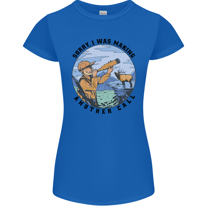Funny Hunting Making Another Call Hunter Womens Petite Cut T-Shirt Royal Blue