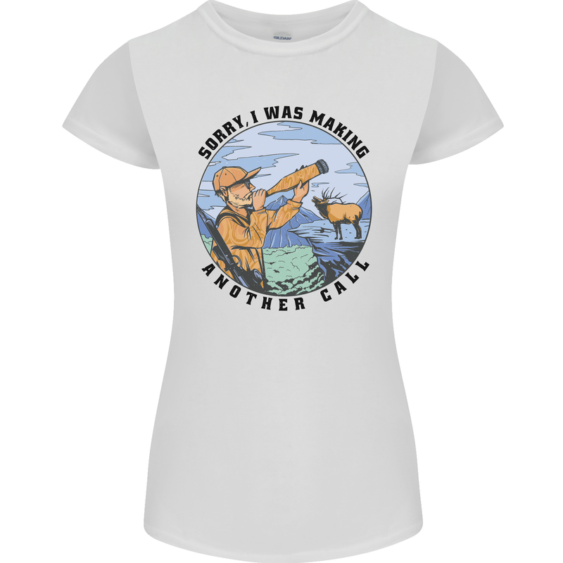 Funny Hunting Making Another Call Hunter Womens Petite Cut T-Shirt White