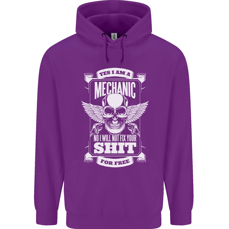 Funny Im a Mechanic No Wont Fix For Free Childrens Kids Hoodie Purple