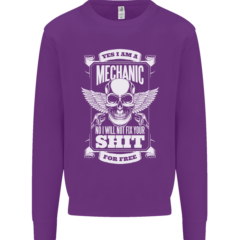 Funny Im a Mechanic No Wont Fix For Free Kids Sweatshirt Jumper Purple