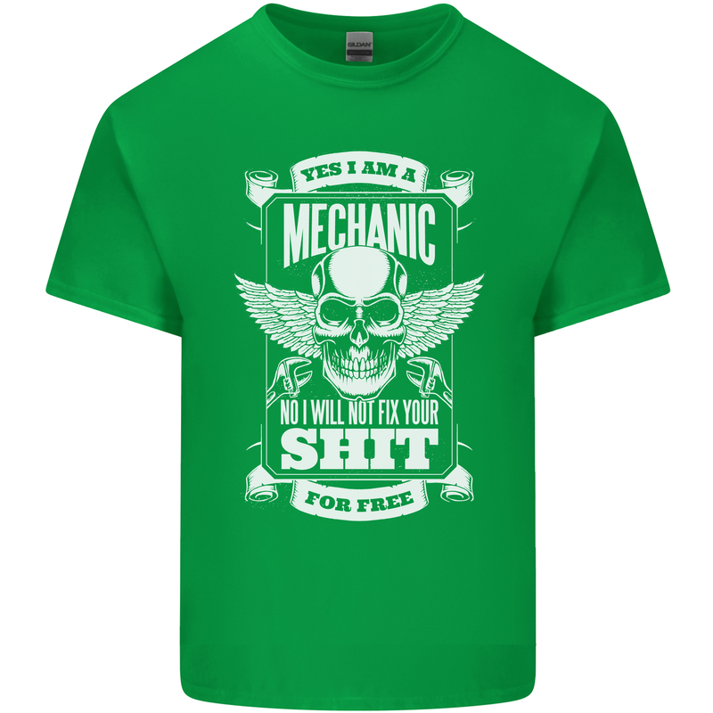 Funny Im a Mechanic No Wont Fix For Free Mens Cotton T-Shirt Tee Top Irish Green