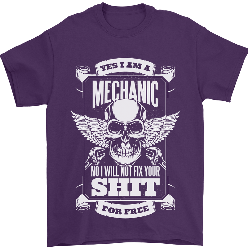 Funny Im a Mechanic No Wont Fix For Free Mens T-Shirt 100% Cotton Purple