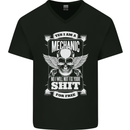 Funny Im a Mechanic No Wont Fix For Free Mens V-Neck Cotton T-Shirt Black