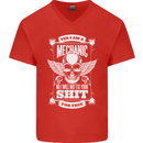 Funny Im a Mechanic No Wont Fix For Free Mens V-Neck Cotton T-Shirt Red