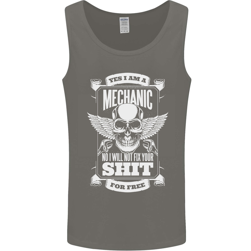 Funny Im a Mechanic No Wont Fix For Free Mens Vest Tank Top Charcoal