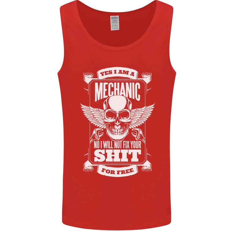 Funny Im a Mechanic No Wont Fix For Free Mens Vest Tank Top Red