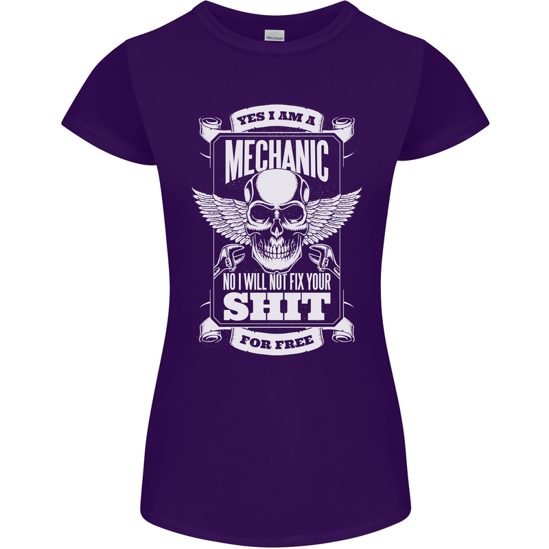 Funny Im a Mechanic No Wont Fix For Free Womens Petite Cut T-Shirt Purple