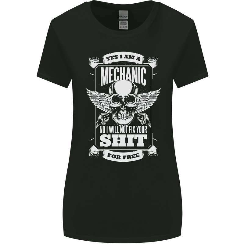 Funny Im a Mechanic No Wont Fix For Free Womens Wider Cut T-Shirt Black