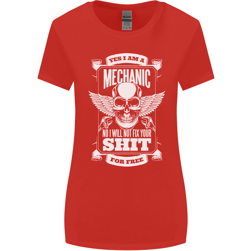 Funny Im a Mechanic No Wont Fix For Free Womens Wider Cut T-Shirt Red