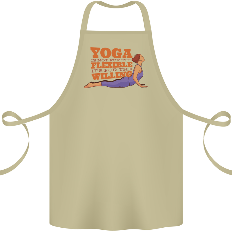 Funny Inspirational Yoga Cotton Apron 100% Organic Khaki