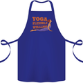 Funny Inspirational Yoga Cotton Apron 100% Organic Royal Blue