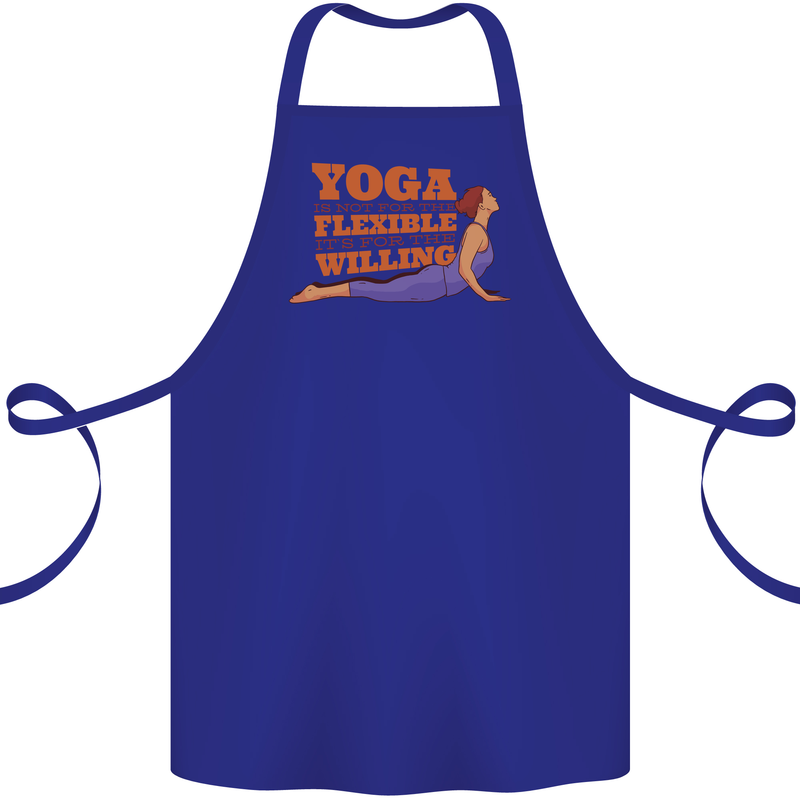 Funny Inspirational Yoga Cotton Apron 100% Organic Royal Blue