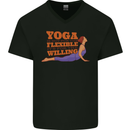 Funny Inspirational Yoga Mens V-Neck Cotton T-Shirt Black
