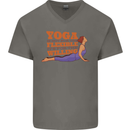 Funny Inspirational Yoga Mens V-Neck Cotton T-Shirt Charcoal