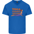 Funny Inspirational Yoga Mens V-Neck Cotton T-Shirt Royal Blue