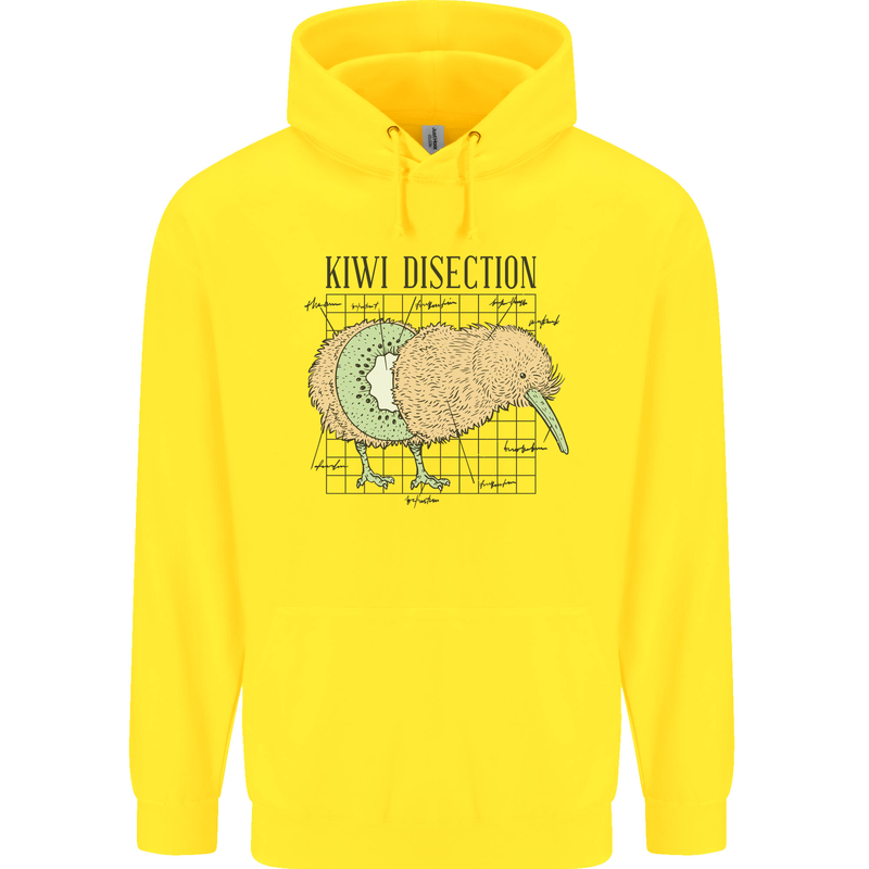 Funny Kiwi Fruit Bird Disection Childrens Kids Hoodie Yellow