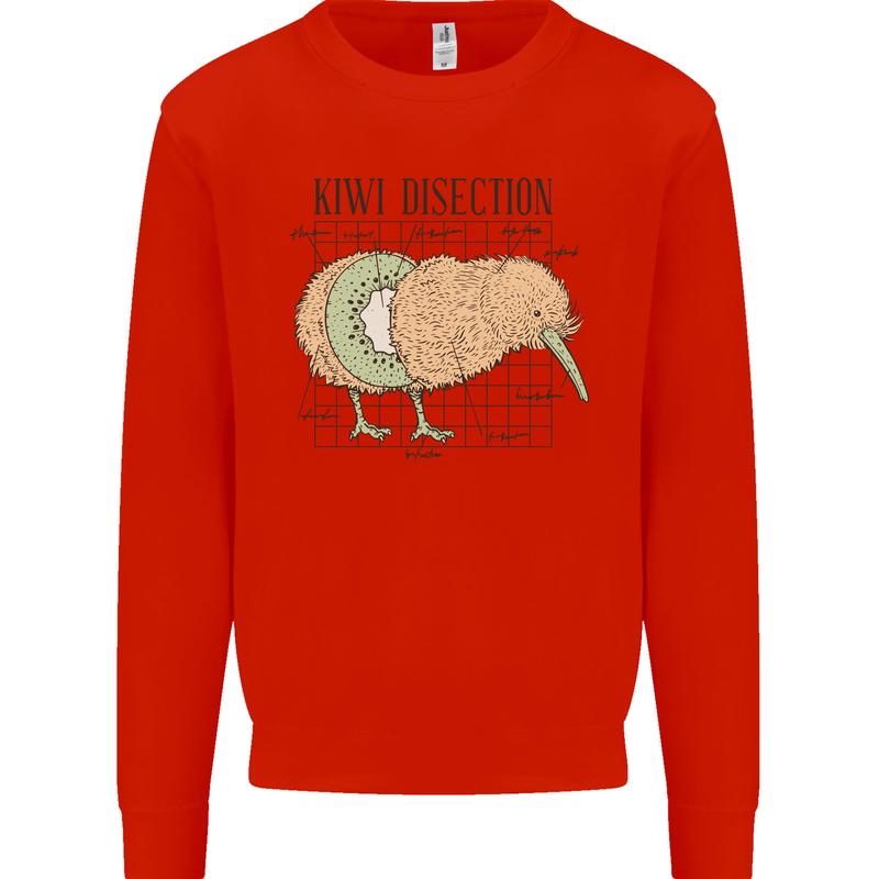 Funny Kiwi Fruit Bird Disection Kids Sweatshirt Jumper Bright Red