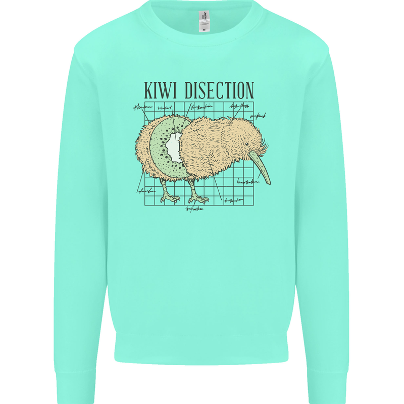 Funny Kiwi Fruit Bird Disection Kids Sweatshirt Jumper Peppermint