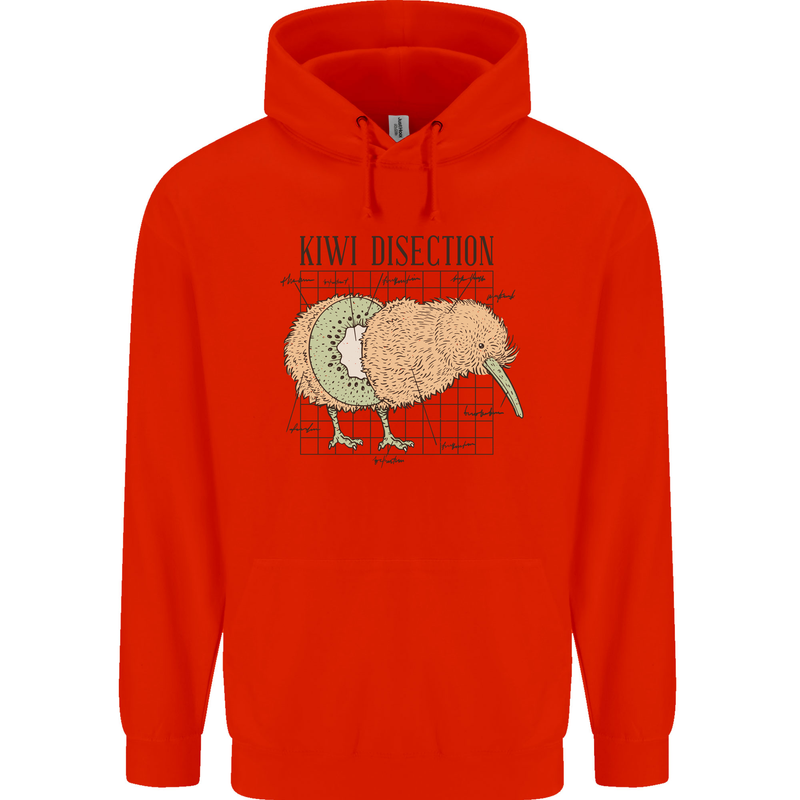 Funny Kiwi Fruit Bird Disection Mens 80% Cotton Hoodie Bright Red