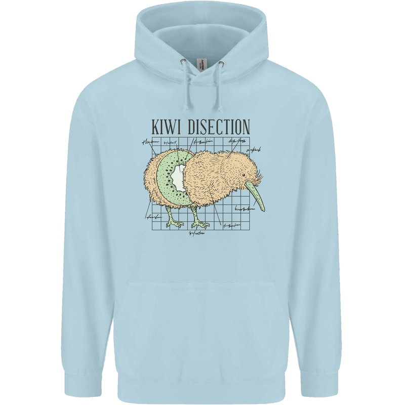 Funny Kiwi Fruit Bird Disection Mens 80% Cotton Hoodie Light Blue